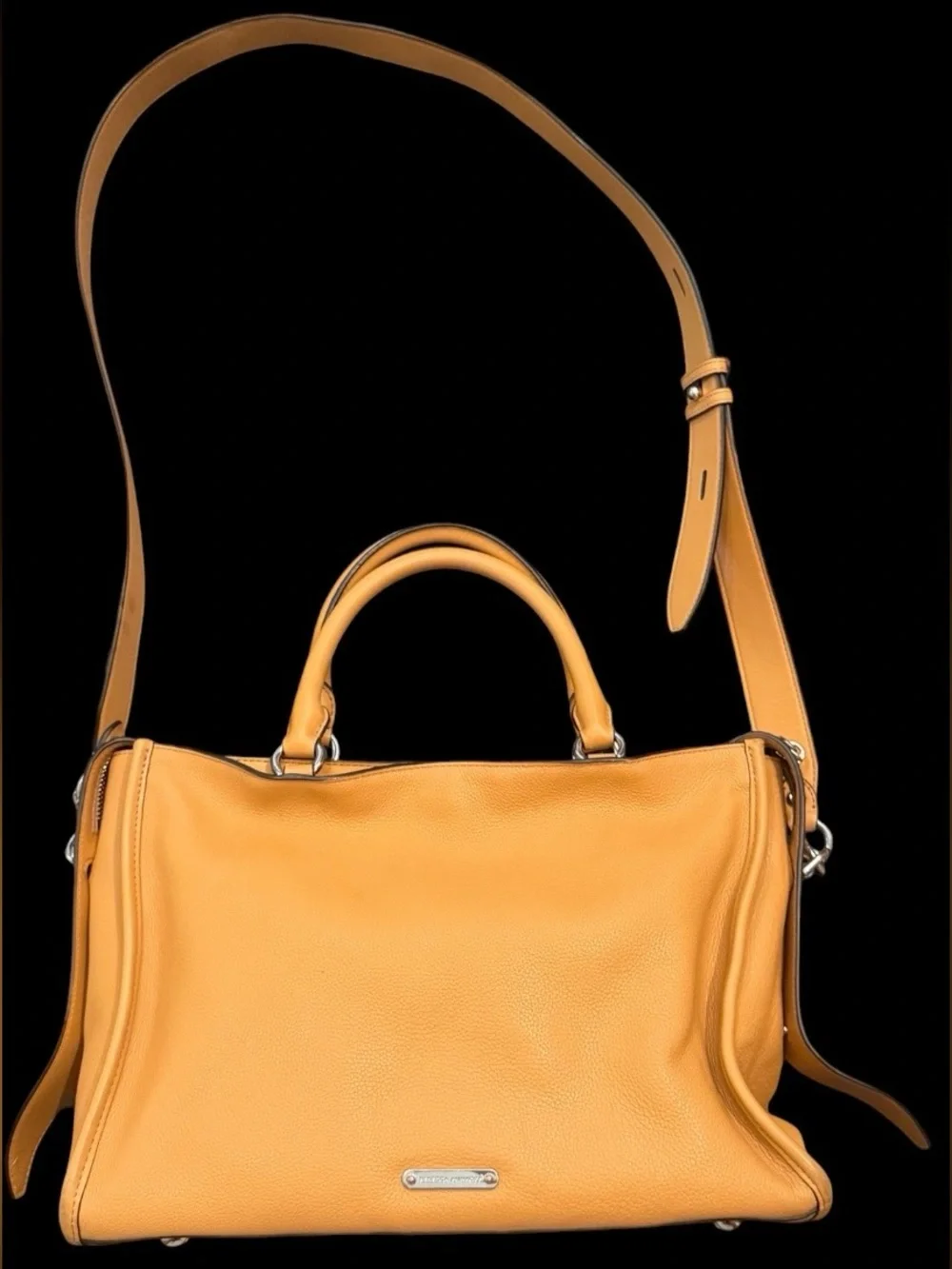 Rebecca Minkoff Satchel Tote Bag Purse Cognac Brown Pebbled Leather